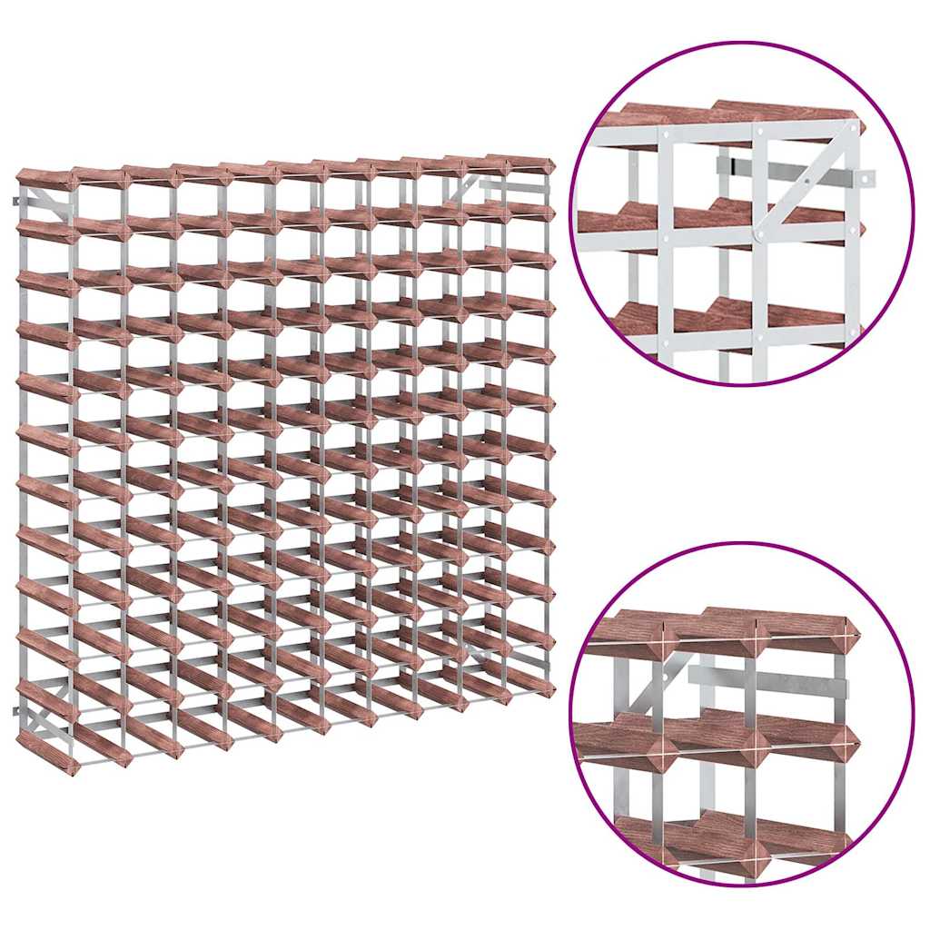 Vyno laikiklis 120 butelių, rudas, pušies medienos masyvas