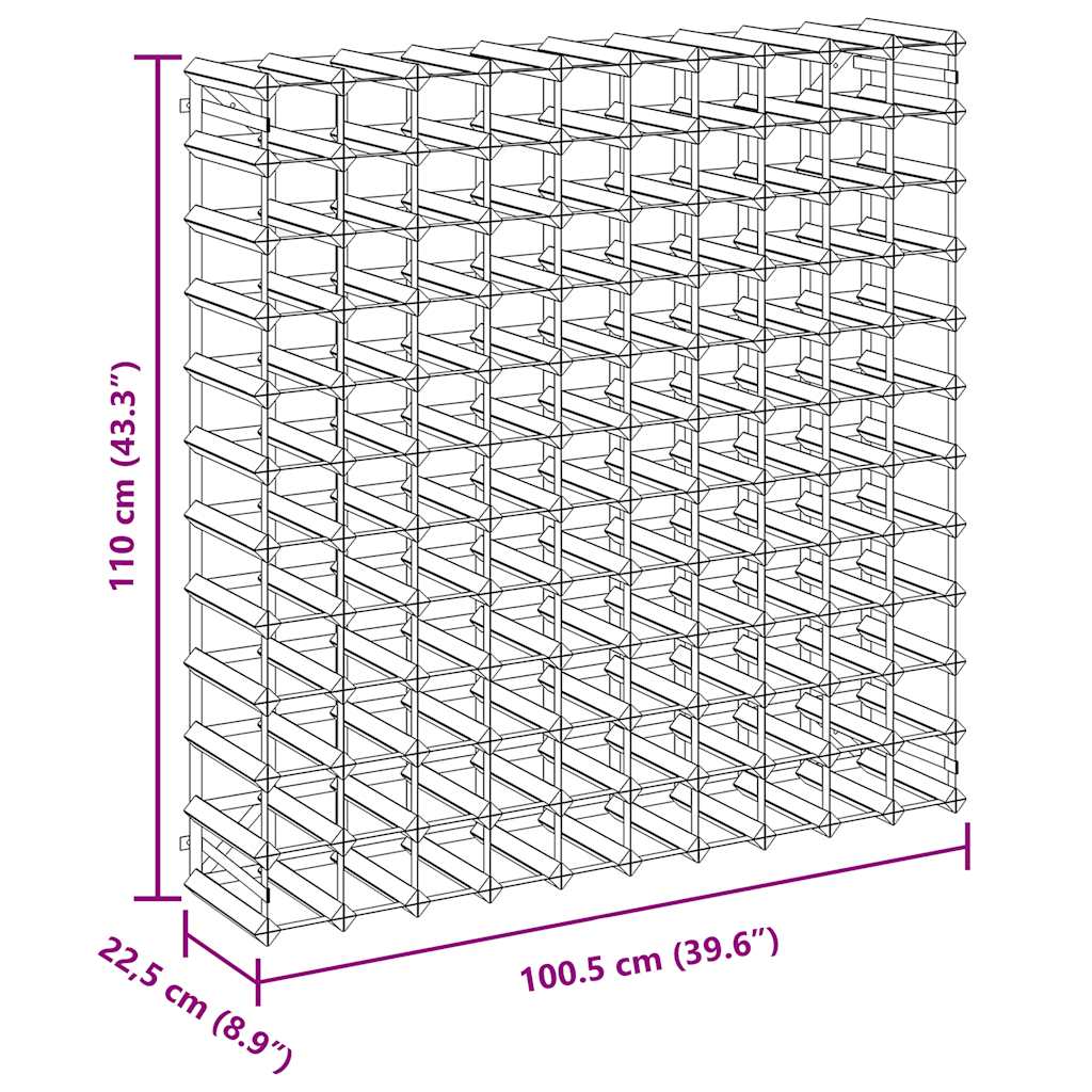 Vyno laikiklis 120 butelių, rudas, pušies medienos masyvas