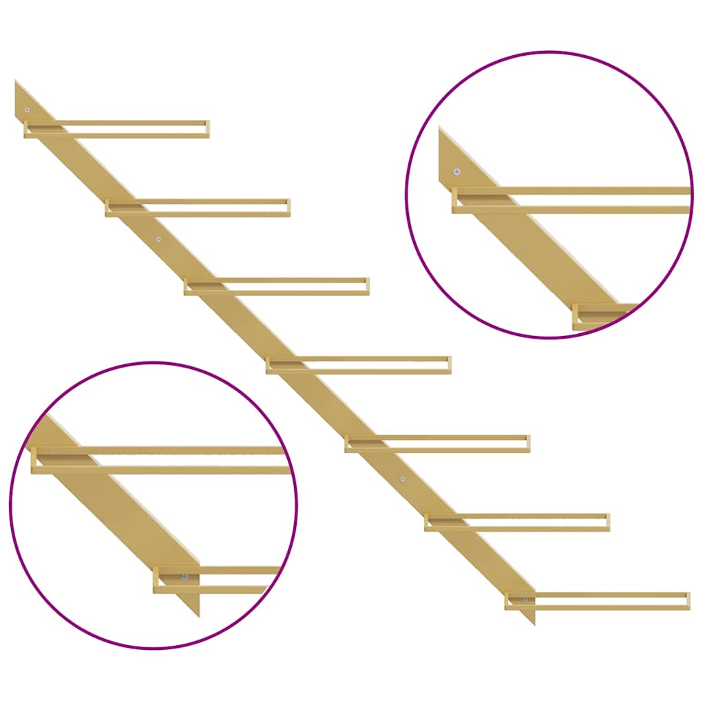 Prie sienos montuojami vyno laikikliai, 2vnt., aukso, metalas
