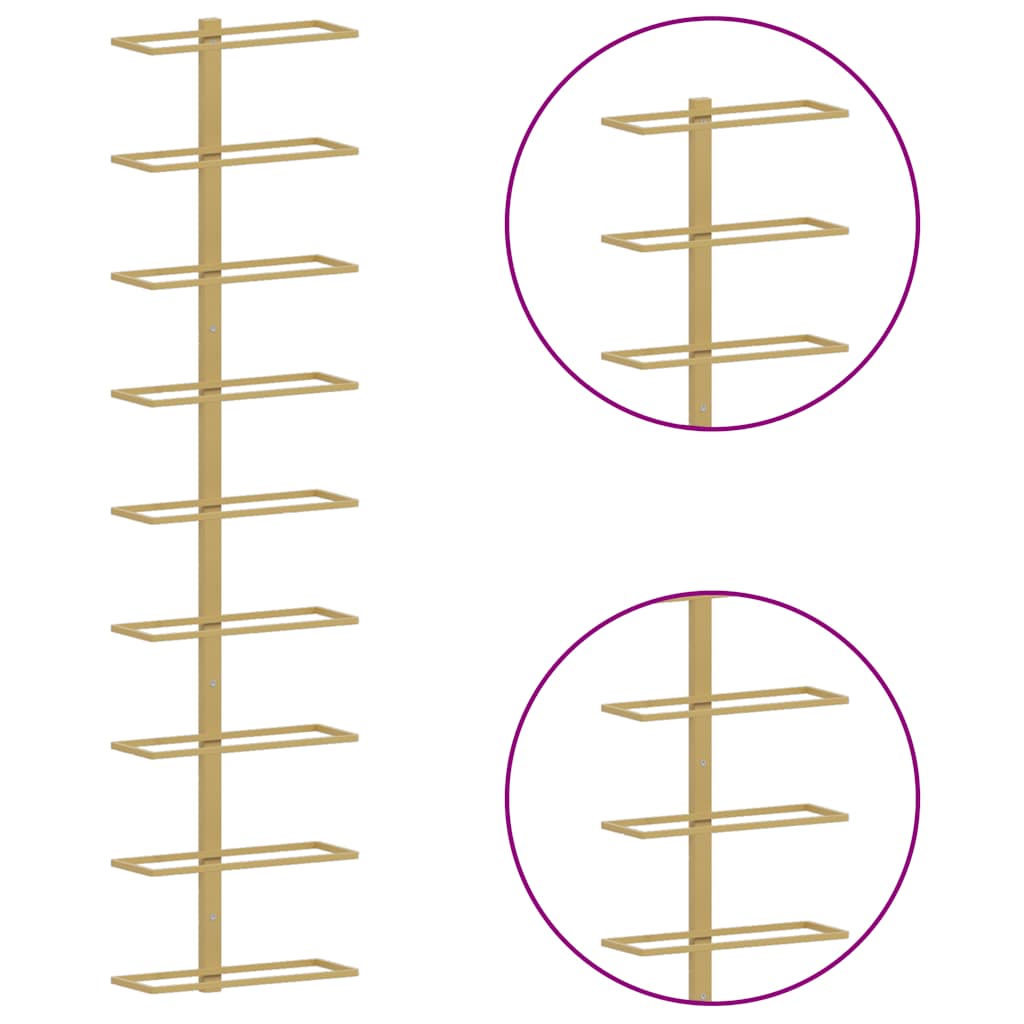 Prie sienos montuojami vyno laikikliai, 2vnt., aukso, geležis