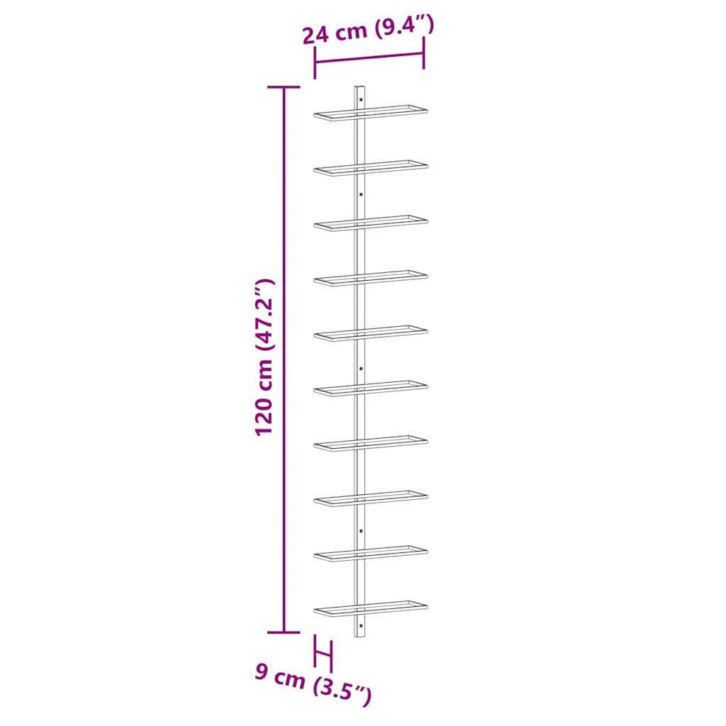 Prie sienos montuojamas vyno laikiklis, baltas, metalas