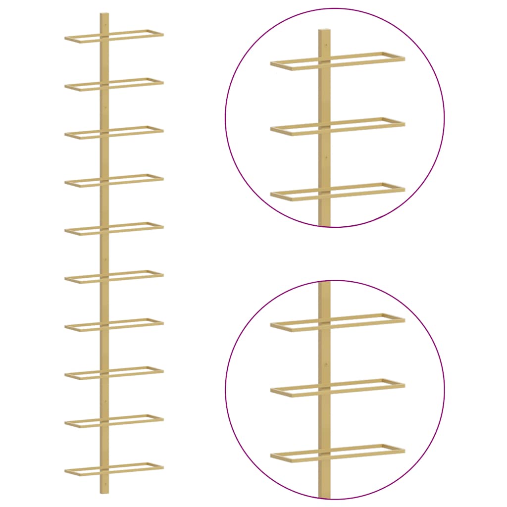 Prie sienos montuojami vyno laikikliai, 2vnt., aukso, metalas