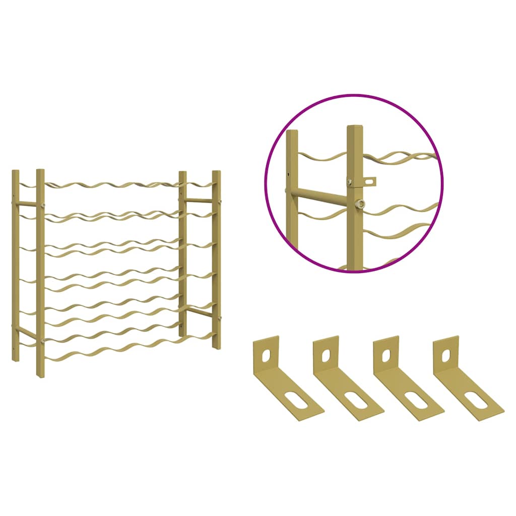 Laikiklis vynui 36 buteliams, auksinės spalvos, metalas