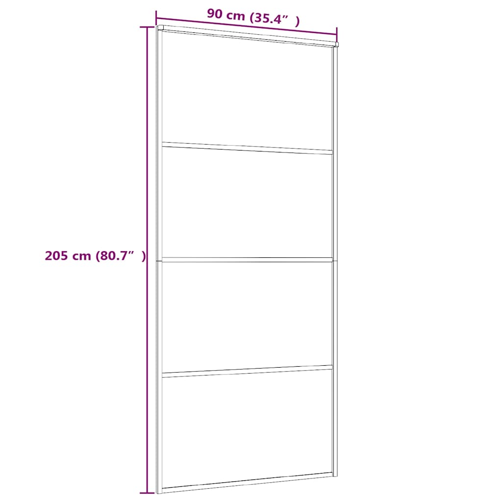 Bīdāmās durvis, baltas, 90x205cm, ESG stikls un alumīnijs