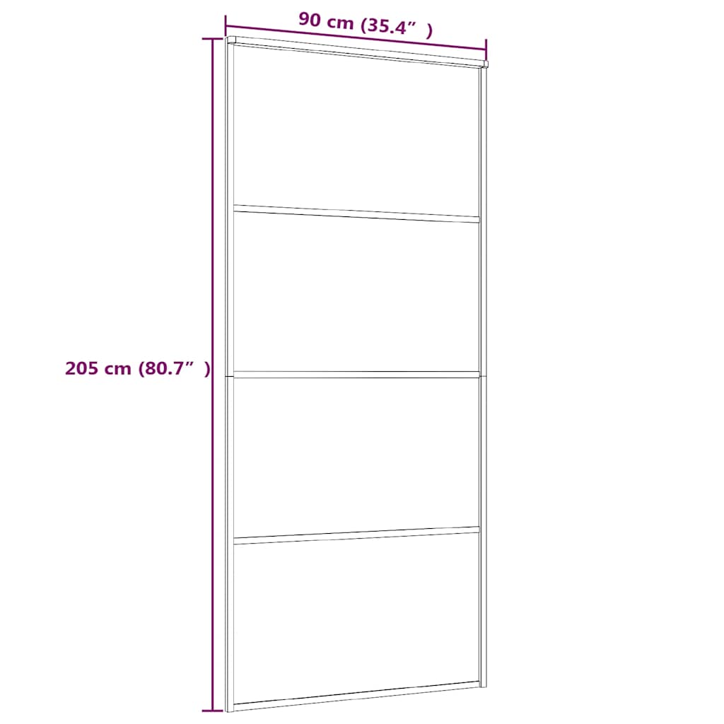 Sliding door, white, 90x205cm, ESG glass and aluminum