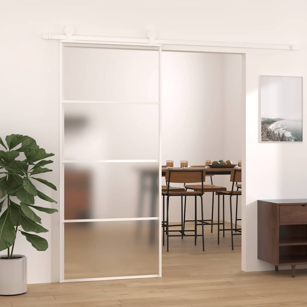 Sliding door, white, 90x205cm, ESG glass and aluminum