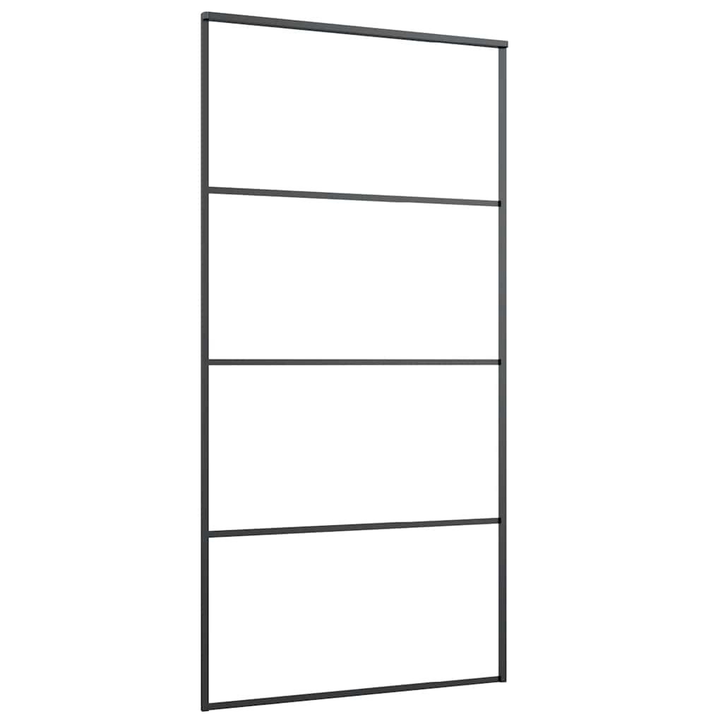 Stumdomos durys, juodos, 102,5x205cm, ESG stiklas ir aliuminis