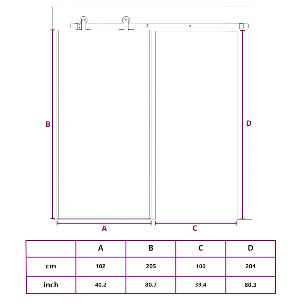 Stumdomos durys, juodos, 102,5x205cm, ESG stiklas ir aliuminis