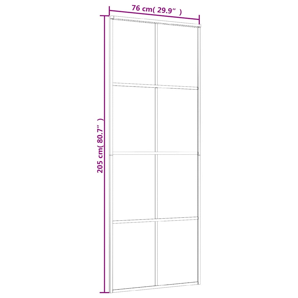 Stumdomos durys, juodos, 76x205cm, ESG stiklas ir aliuminis
