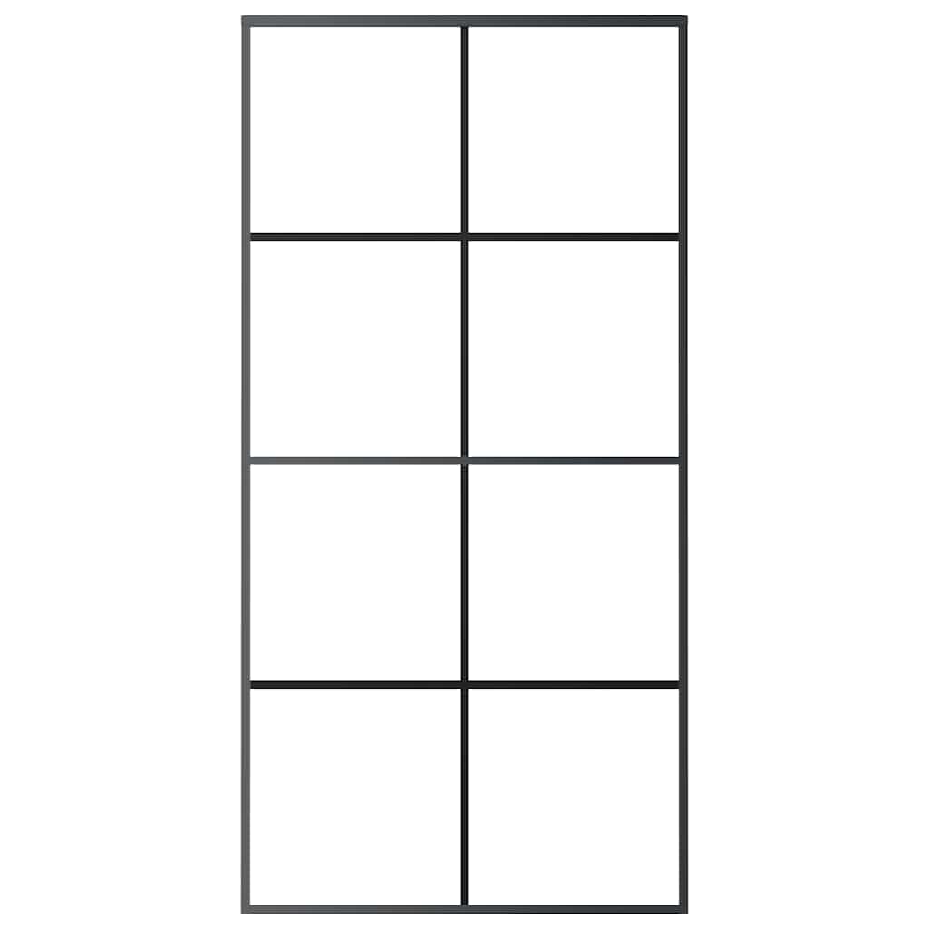 Stumdomos durys, juodos, 102,5x205cm, ESG stiklas ir aliuminis