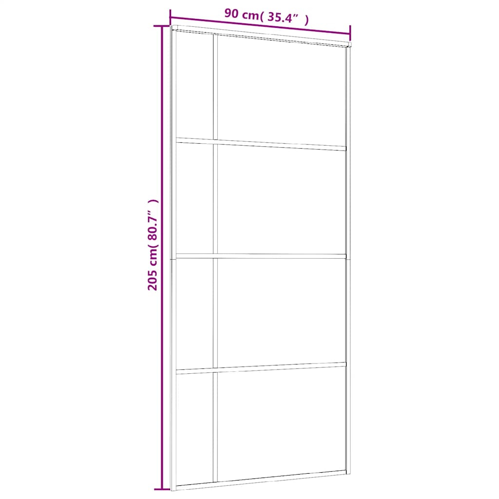 Sliding door, white, 90x205cm, ESG glass and aluminum