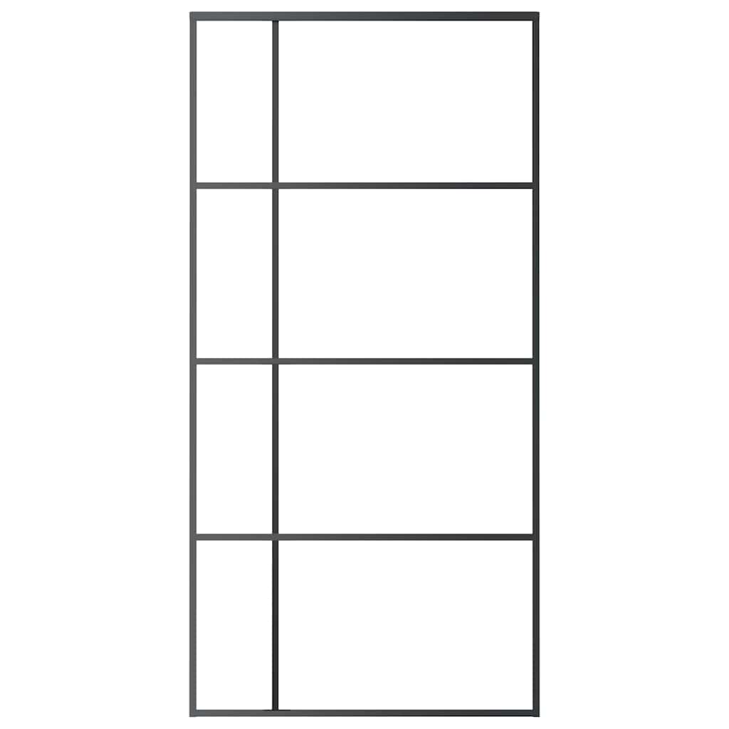 Stumdomos durys, juodos, 102,5x205cm, ESG stiklas ir aliuminis