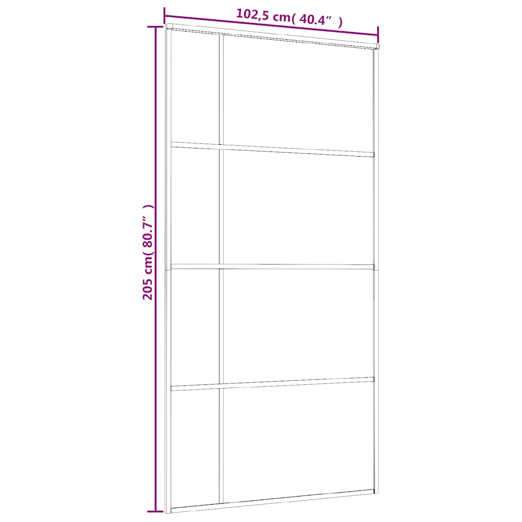 Stumdomos durys, juodos, 102,5x205cm, ESG stiklas ir aliuminis