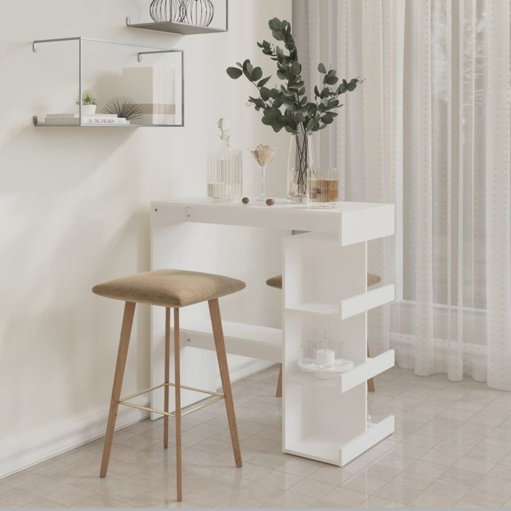 Bar table with shelf, white, 100x50x101.5cm, wood