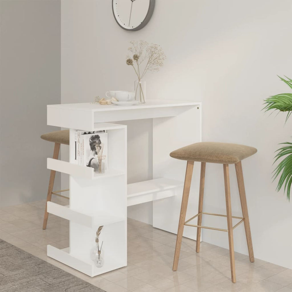 Bar table with shelf, white, 100x50x101.5cm, wood