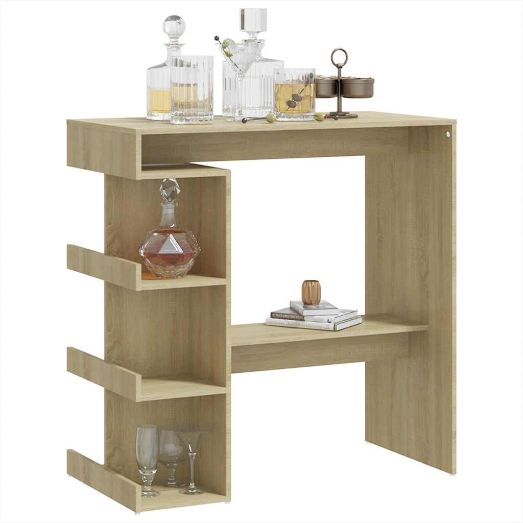 Bar table with shelf, oak, 100x50x101.5cm, wood