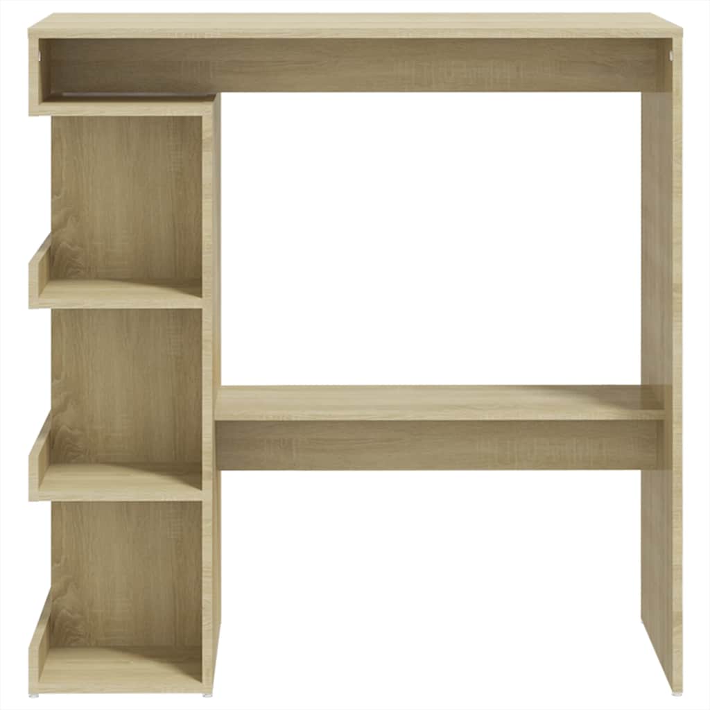 Bar table with shelf, oak, 100x50x101.5cm, wood