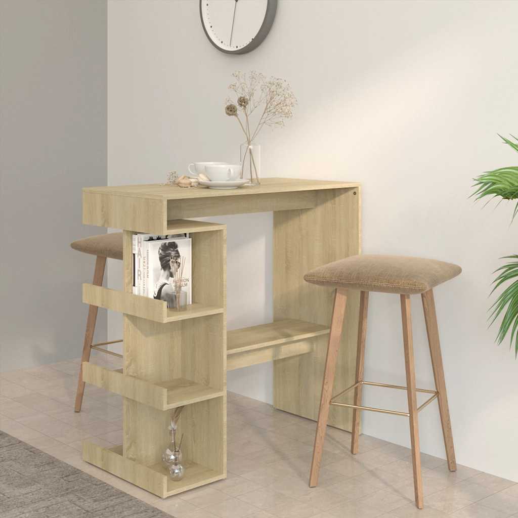 Bar table with shelf, oak, 100x50x101.5cm, wood