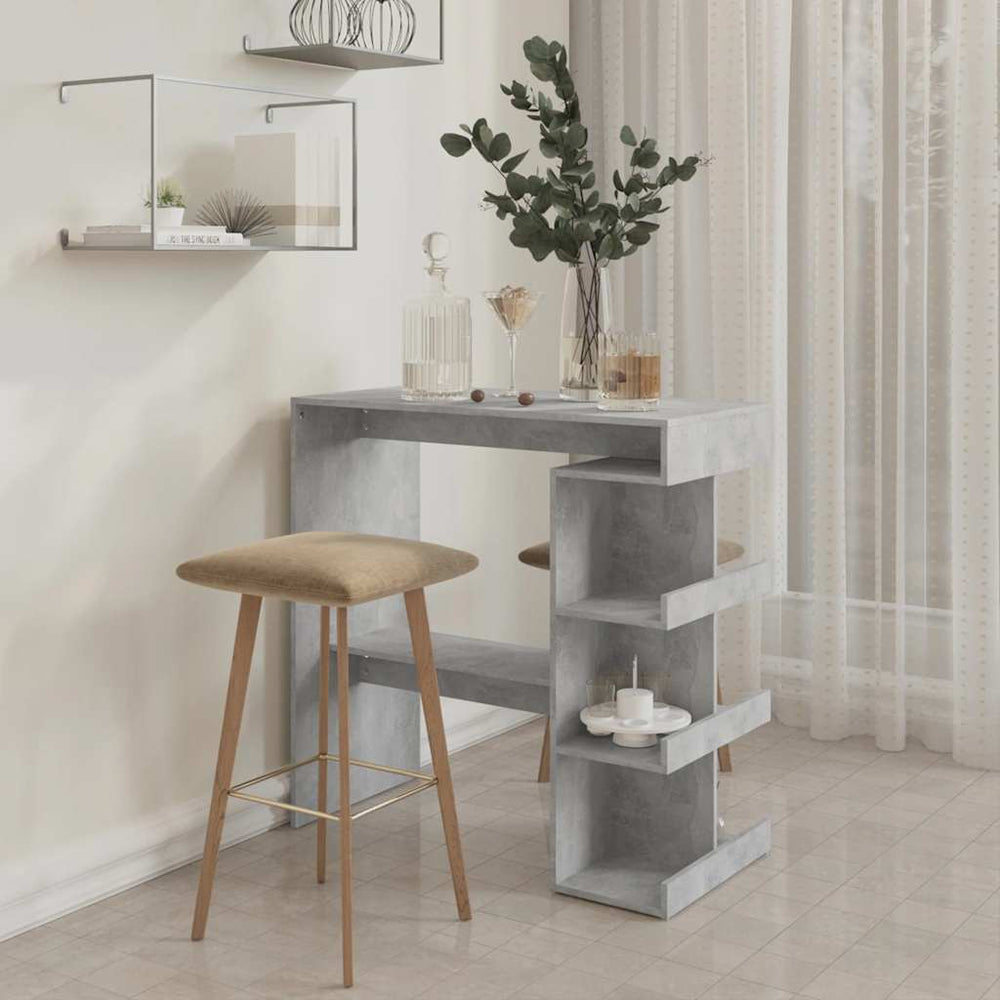 Bar table with shelf, concrete, 100x50x101.5cm, wood