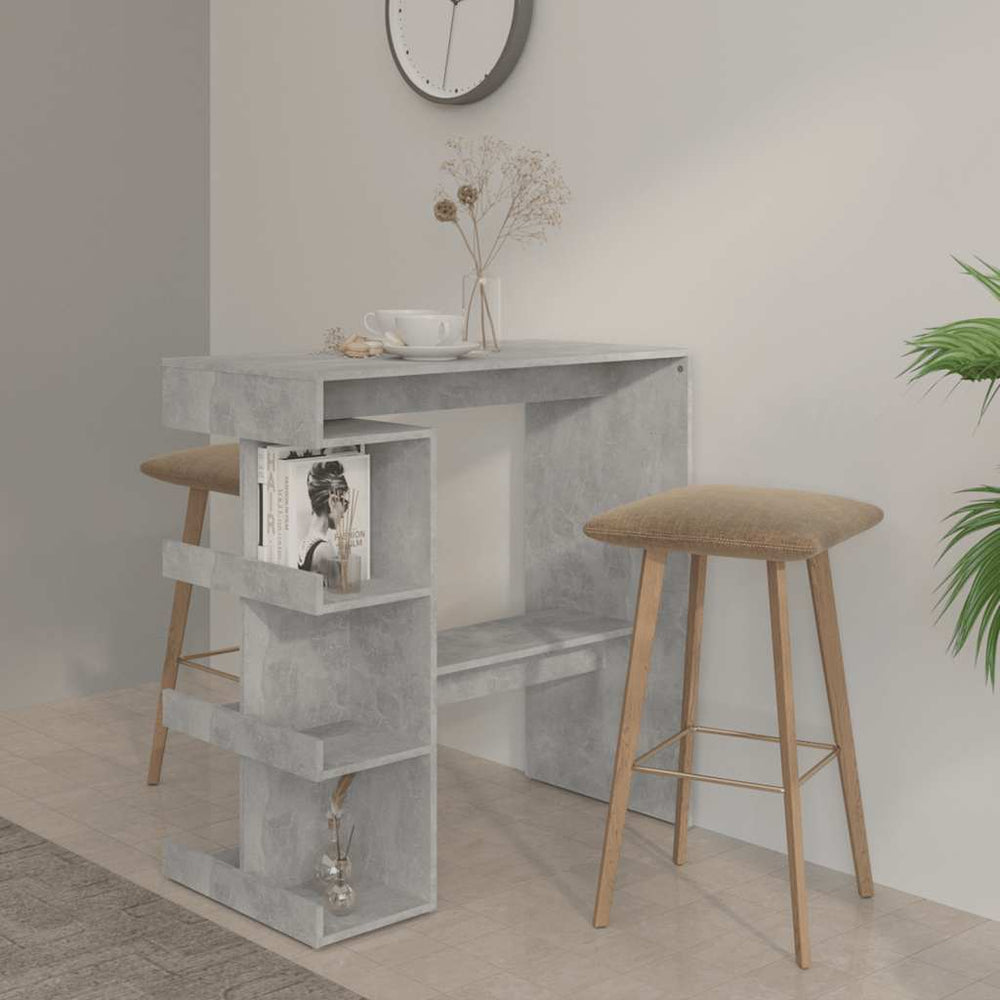 Bar table with shelf, concrete, 100x50x101.5cm, wood