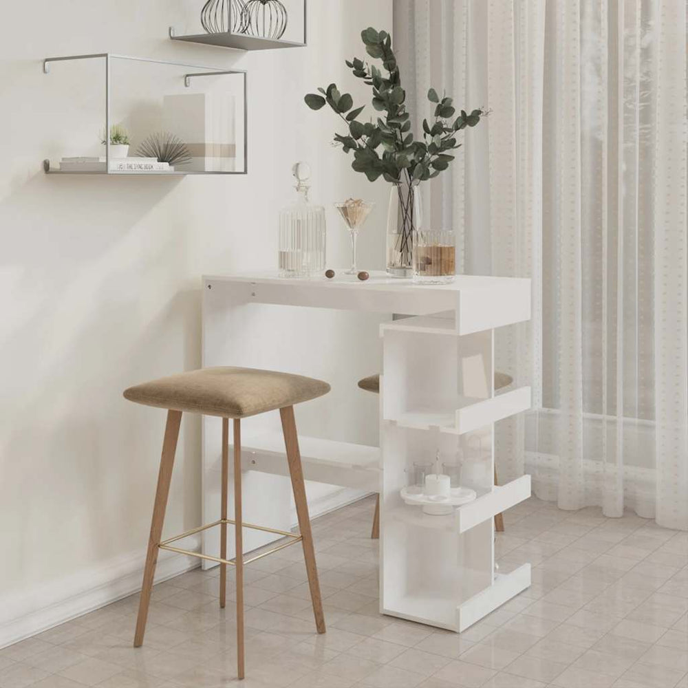 Bar table with shelf, white, 100x50x101.5cm, glossy