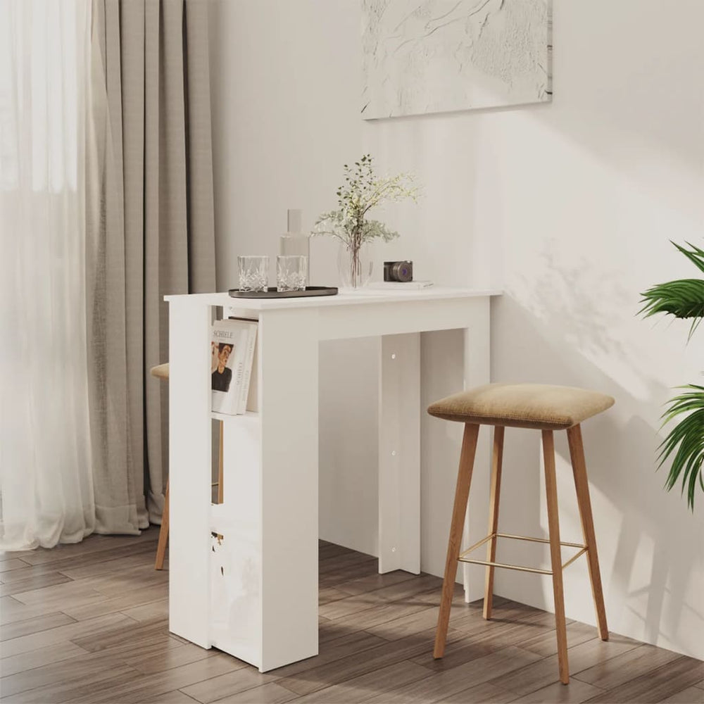 Bar table with shelf, white, 102x50x103.5cm, wood