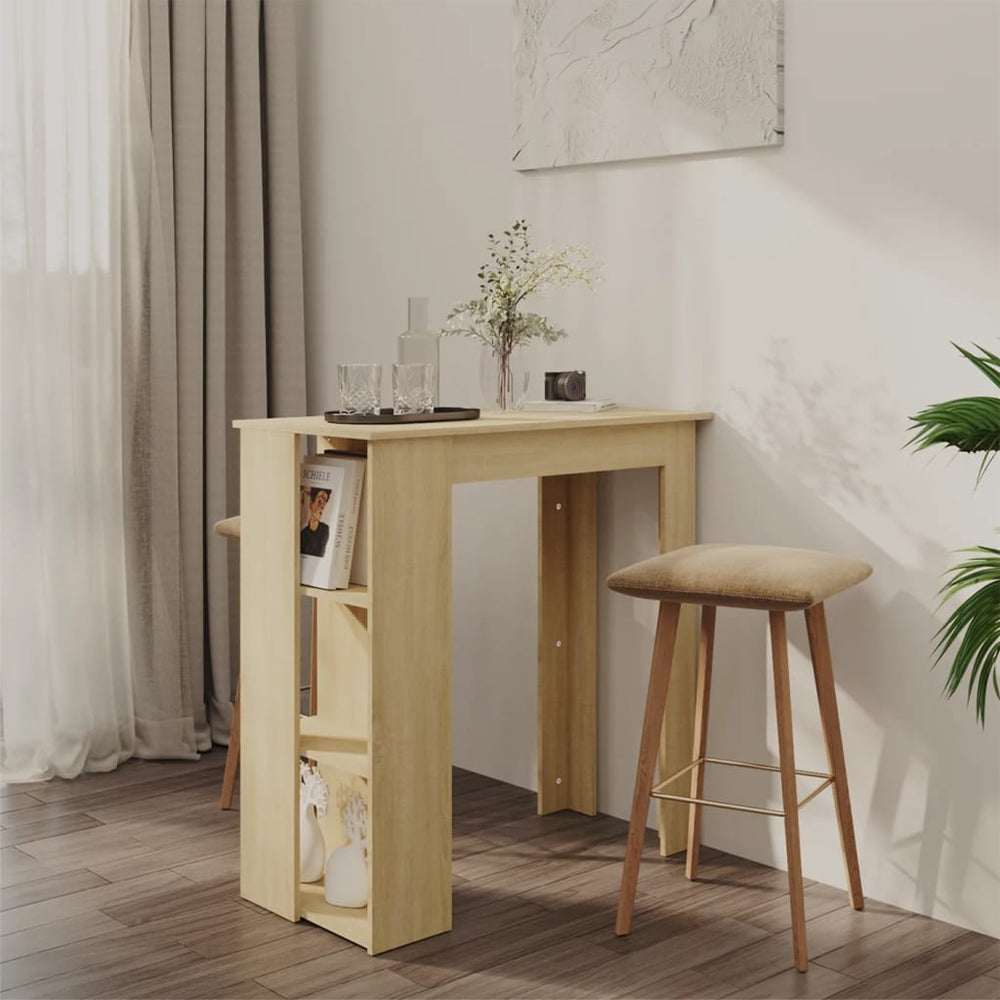 Bar table with shelf, oak, 102x50x103.5cm, wood