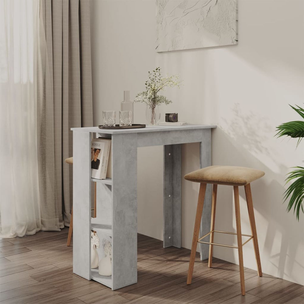 Bar table with shelf, concrete, 102x50x103.5cm, wood