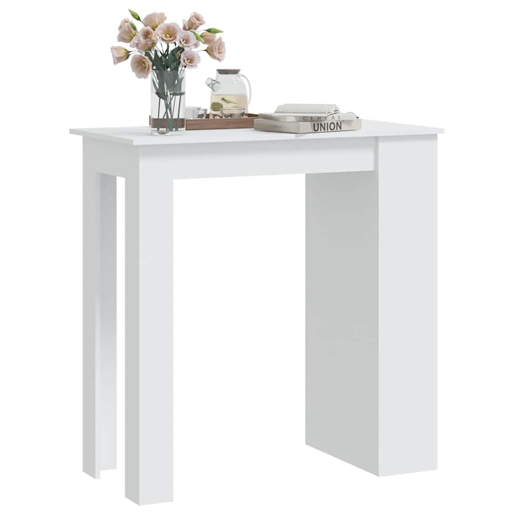 Bāra galds ar plauktu, balts, 102x50x103,5cm, koks
