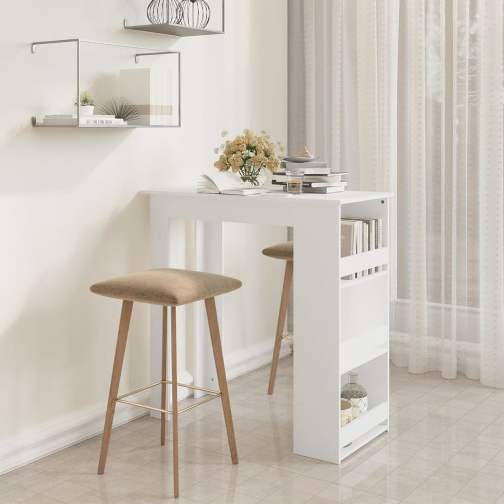 Bar table with shelf, white, 102x50x103.5cm, wood