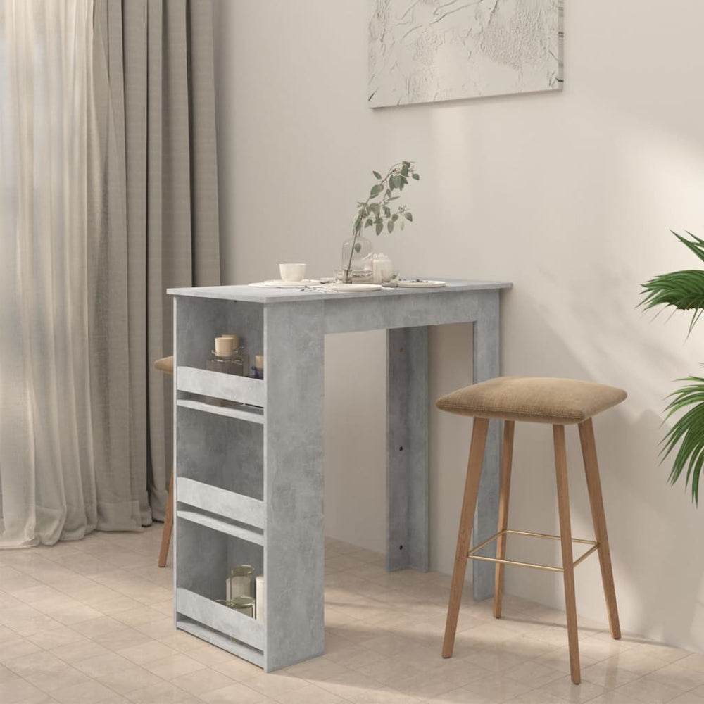 Bar table with shelf, concrete gray, 102x50x103.5cm, chipboard