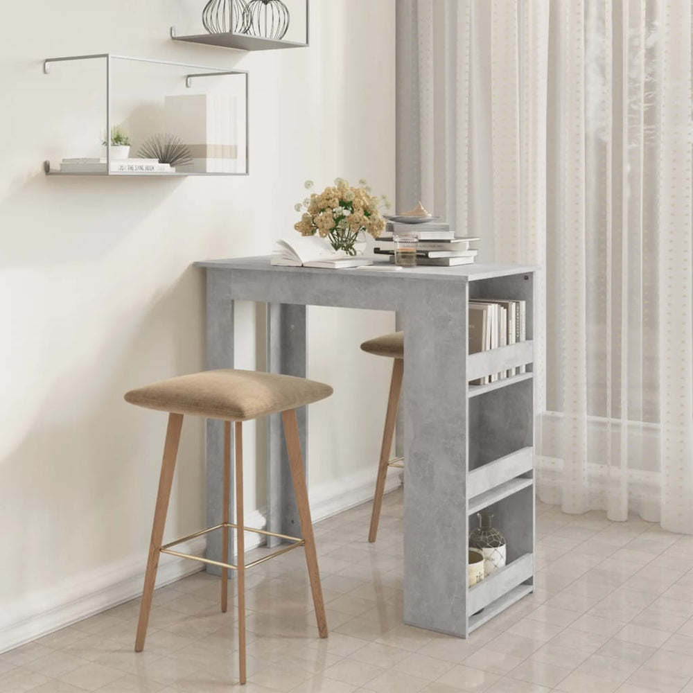 Bar table with shelf, concrete gray, 102x50x103.5cm, chipboard