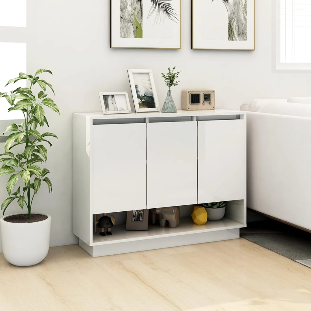 Sideboard, white, 97x31x75cm, treated wood
