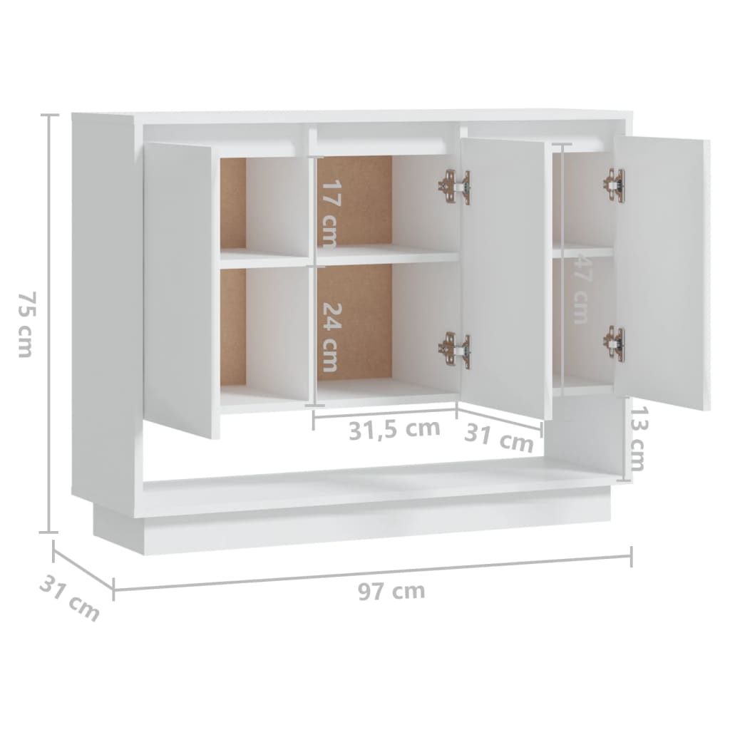 Sideboard, white, 97x31x75cm, treated wood