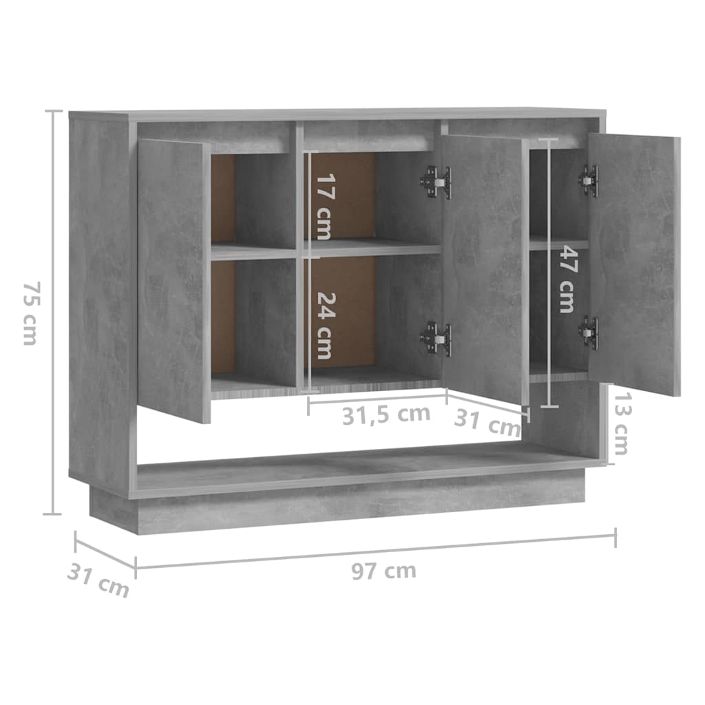 Sideboard, concrete grey, 97x31x75cm, particle board