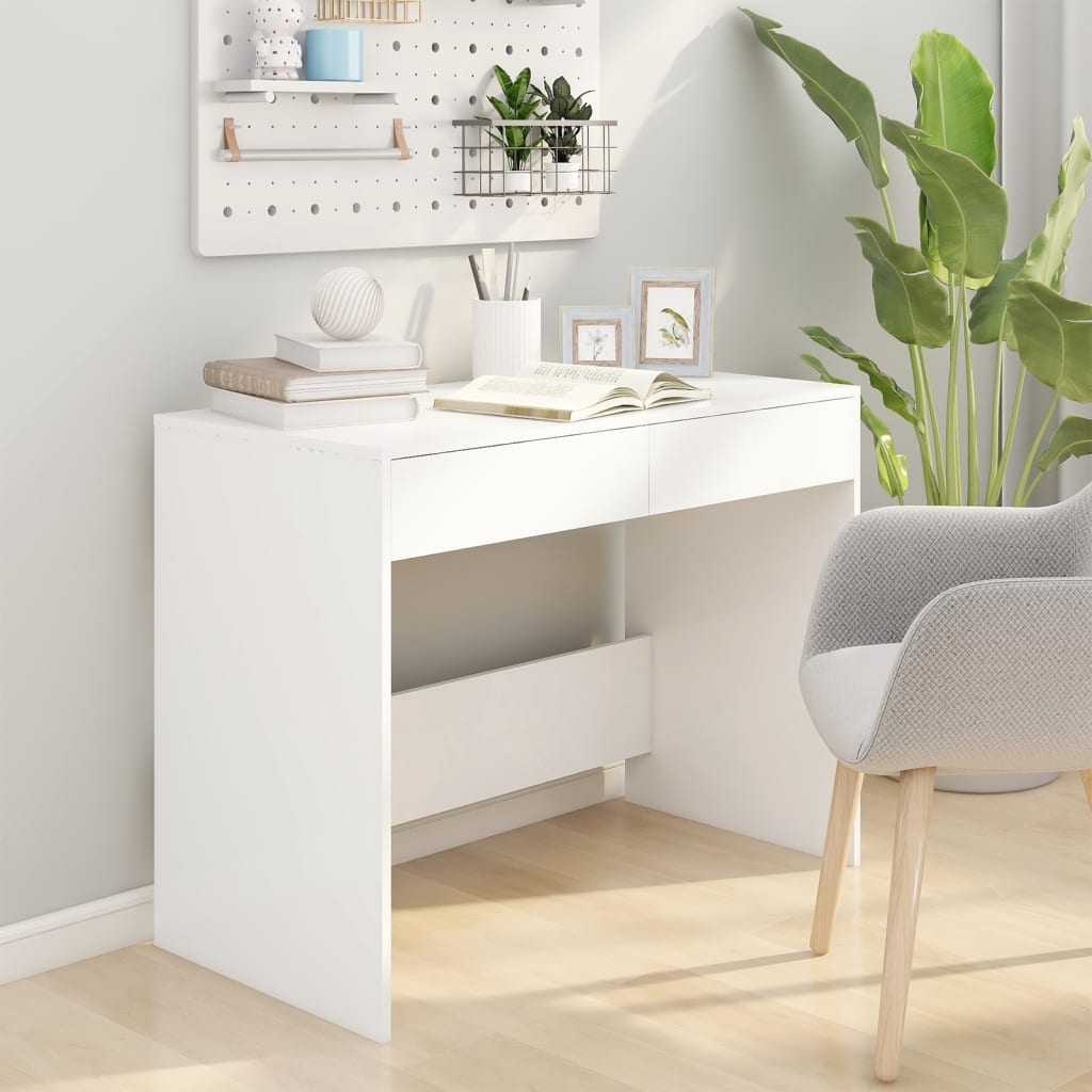 Desk, white, 101x50x76.5cm, engineered wood