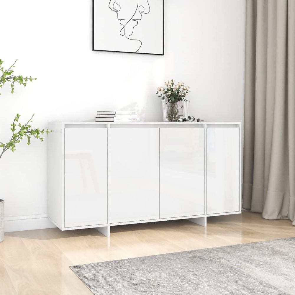 Šoninė spintelė, balta, 135x41x75cm, apdirbta medienam blizgi