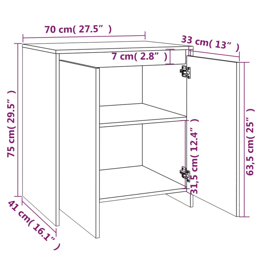 Side cabinet, concrete grey, 70x41x75 cm, engineered wood
