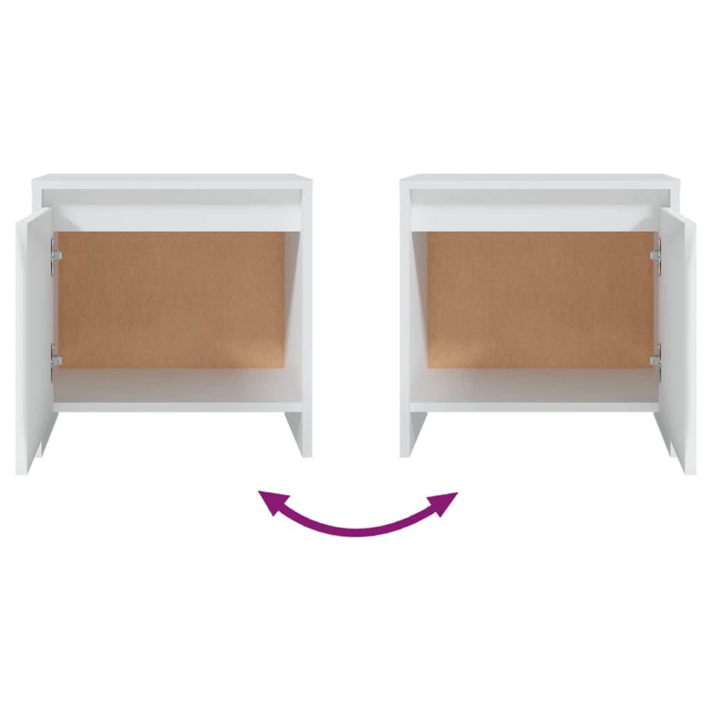 Bedside tables, 2 pcs., white, 45x34x44.5cm, wood