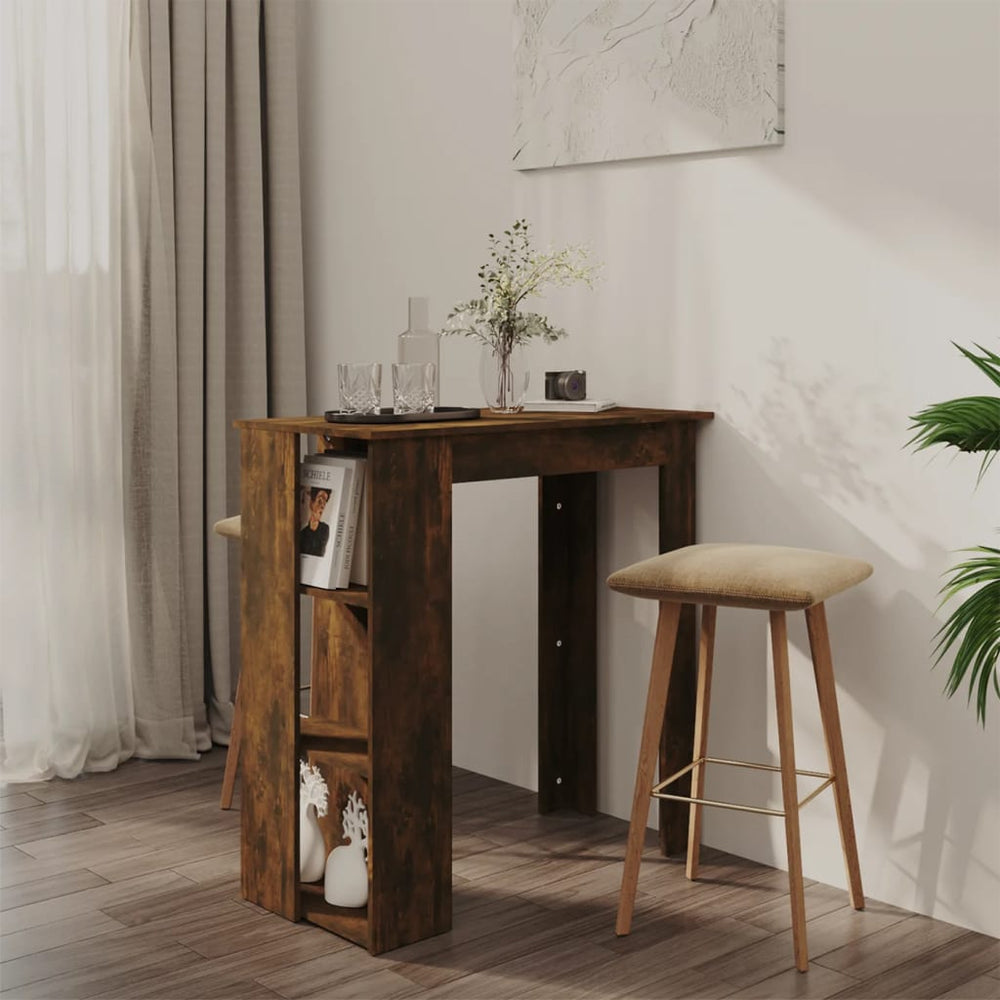 Bar table with shelf, smoky oak, 102x50x103.5cm, wood