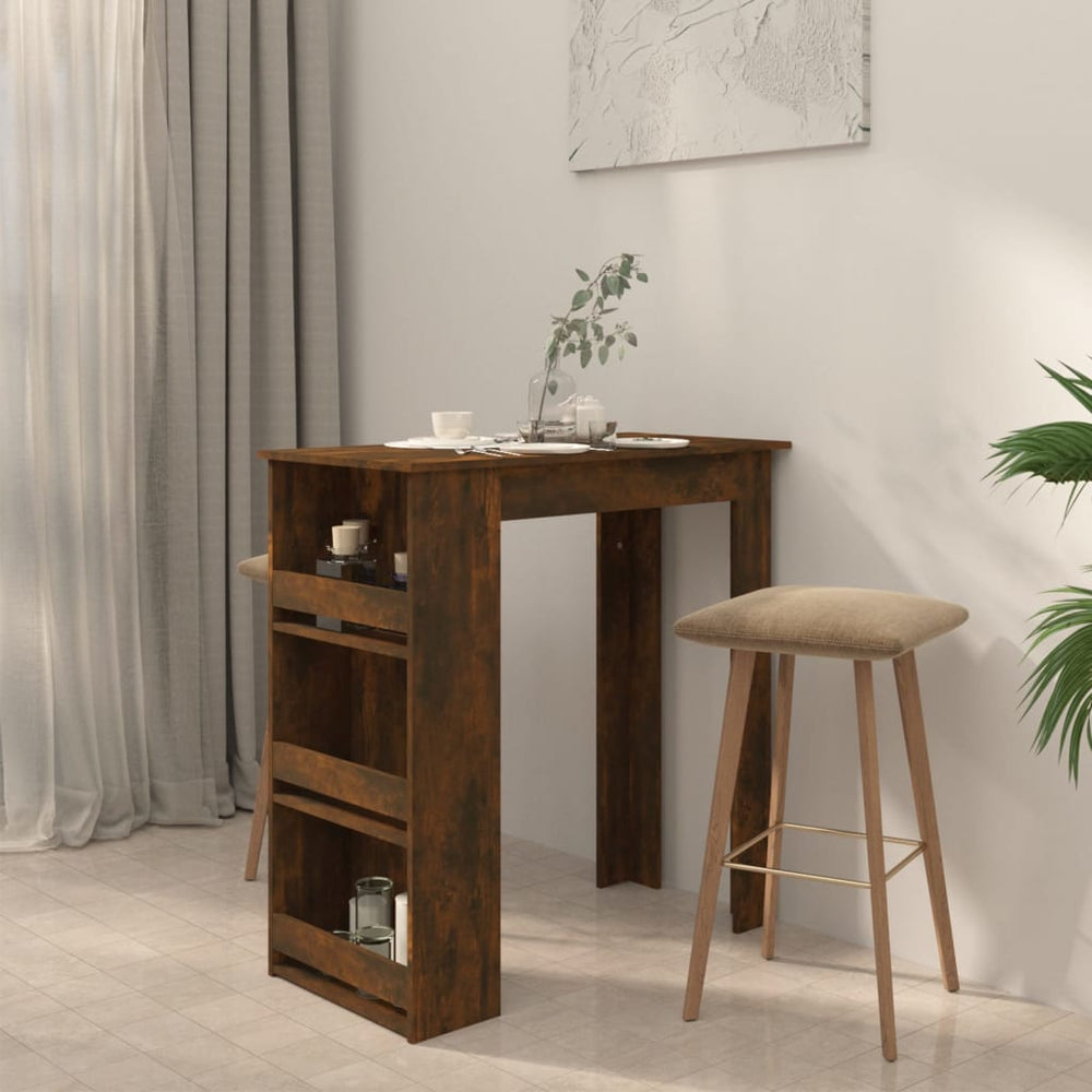 Bar table with shelf, smoky oak, 102x50x103.5cm, wood