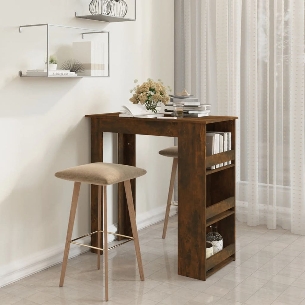 Bar table with shelf, smoky oak, 102x50x103.5cm, wood