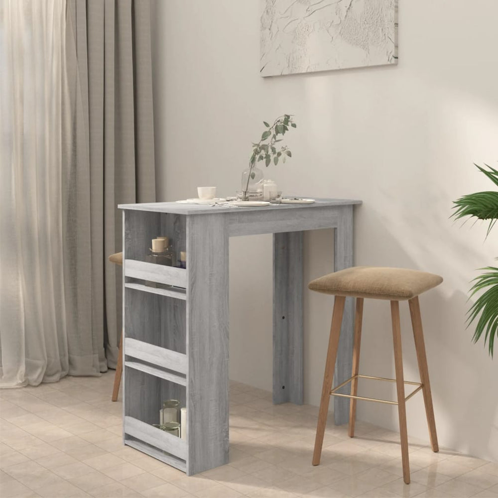 Bar table with shelf, grey oak, 102x50x103.5cm, wood