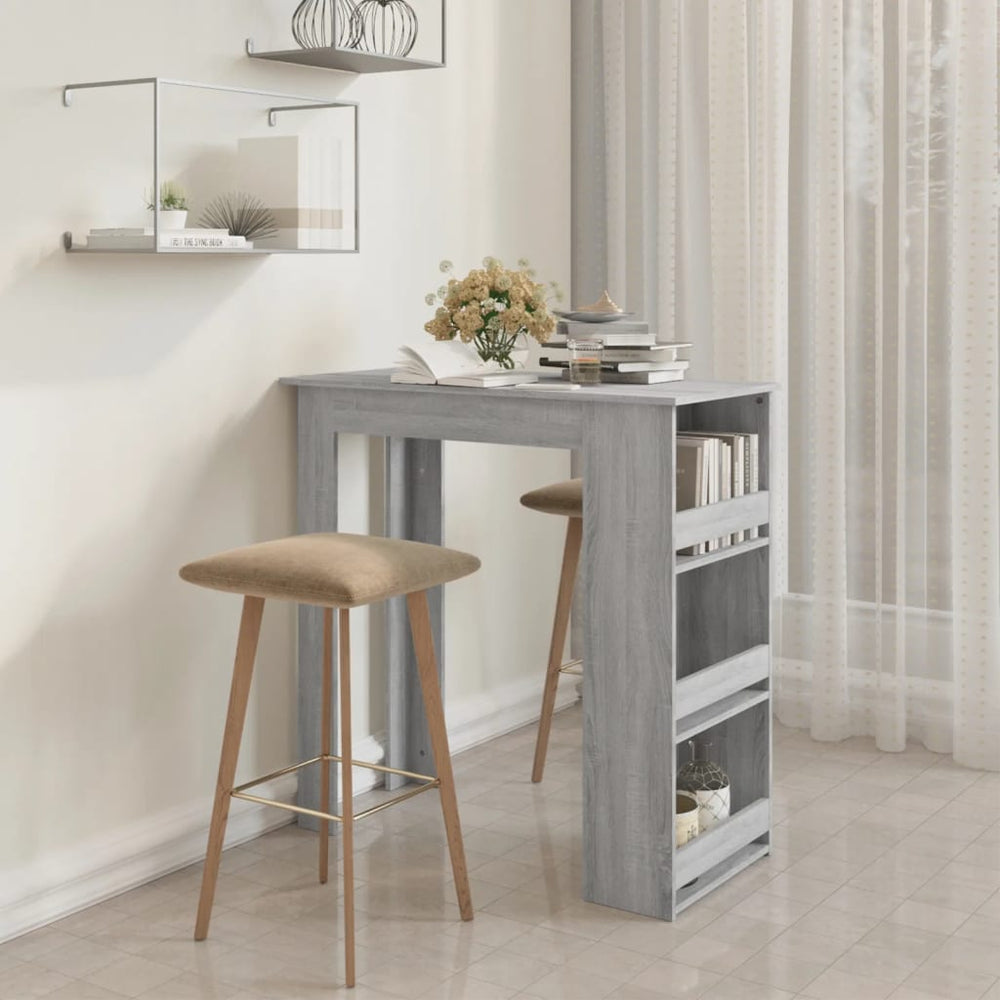 Bar table with shelf, grey oak, 102x50x103.5cm, wood