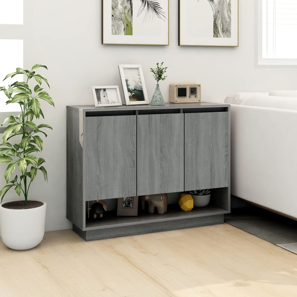 Sideboard, grey oak, 97x31x75cm, engineered wood