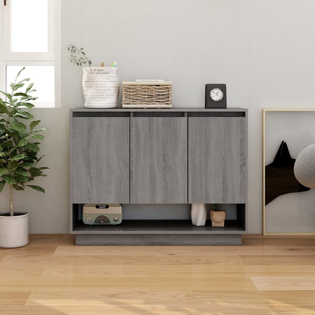 Sideboard, grey oak, 97x31x75cm, engineered wood