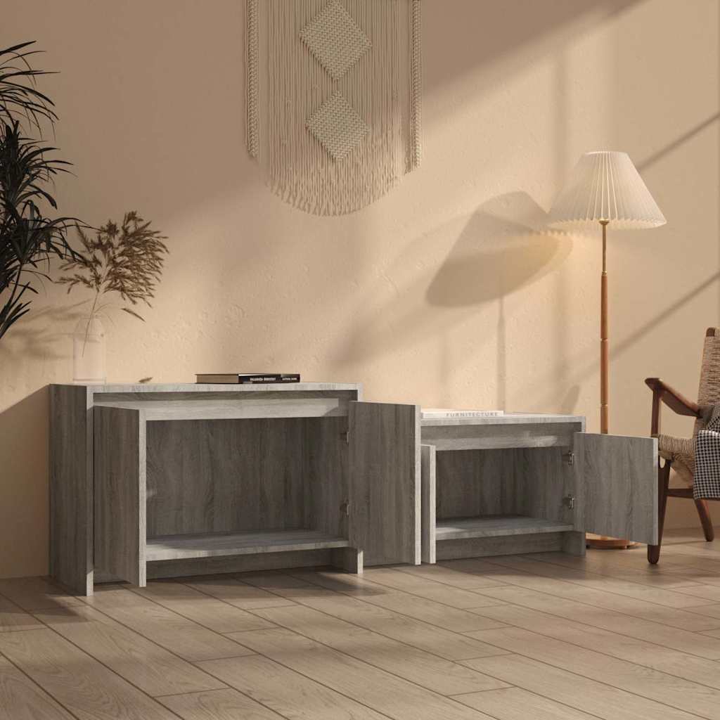 TV cabinet, grey oak, 146.5x35x50cm, Chipboard
