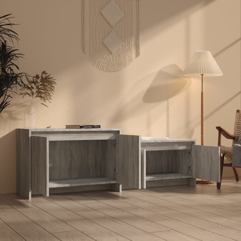 TV cabinet, grey oak, 146.5x35x50cm, Chipboard