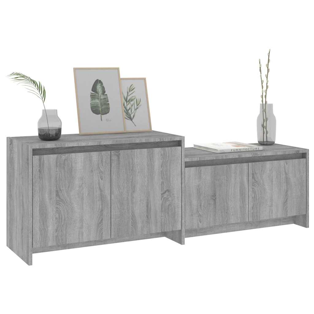 TV cabinet, grey oak, 146.5x35x50cm, Chipboard