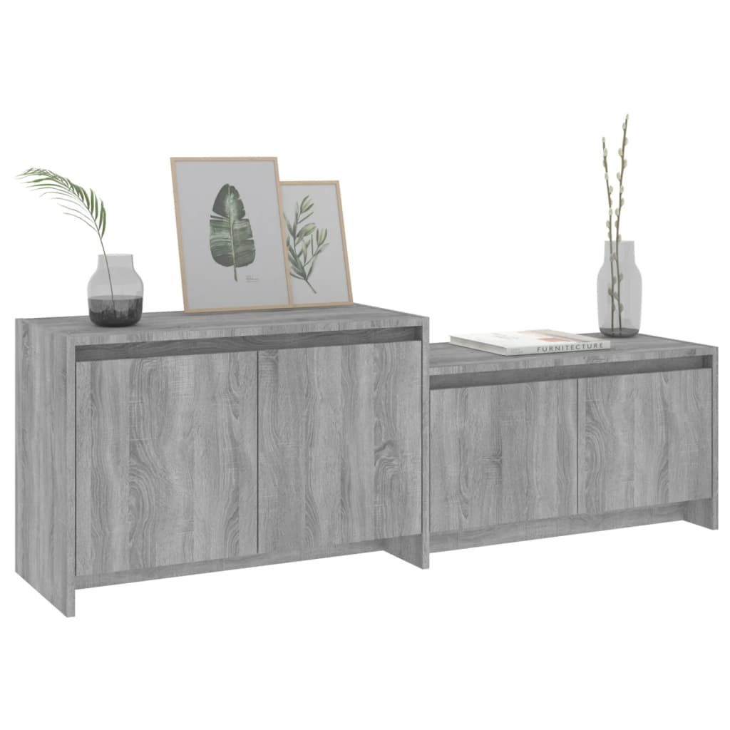 TV cabinet, grey oak, 146.5x35x50cm, Chipboard